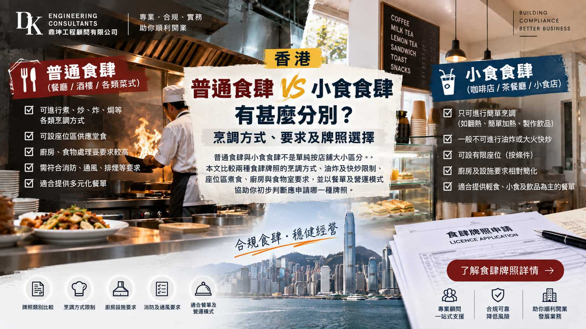 普通食肆 vs 小食食肆有甚麼分別？烹調方式、要求及牌照選擇
