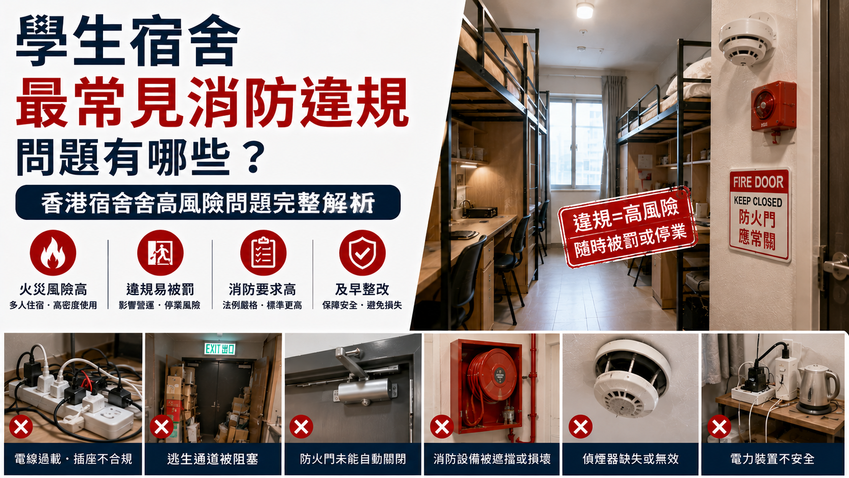 香港學生宿舍常見消防違規問題解析，避免消防令及整改風險指南
