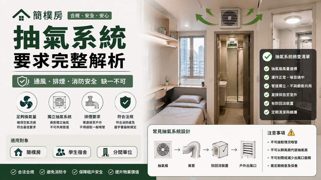 香港簡樸房抽氣與通風系統要求解析，避免消防及合規風險完整指南
