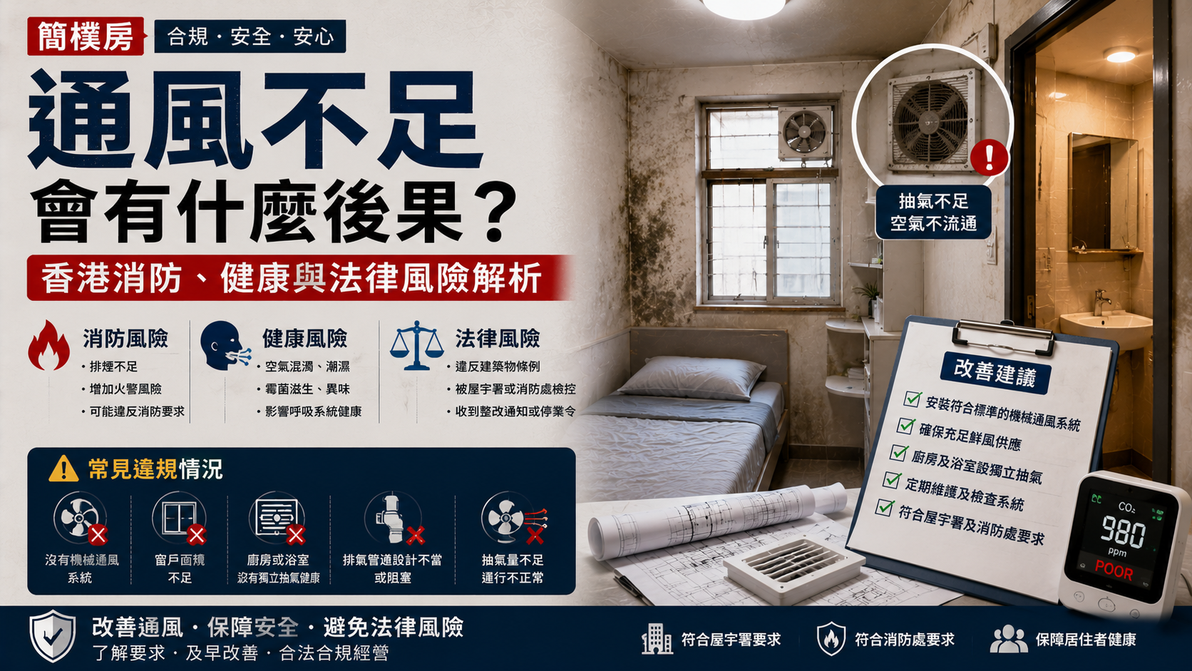 香港簡樸房通風不足後果解析，消防、健康及法律風險完整指南