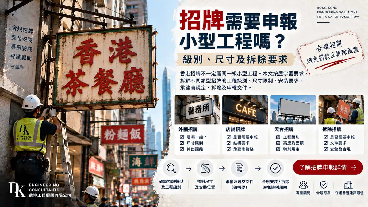 招牌需要申報小型工程嗎？級別、尺寸及拆除要求
