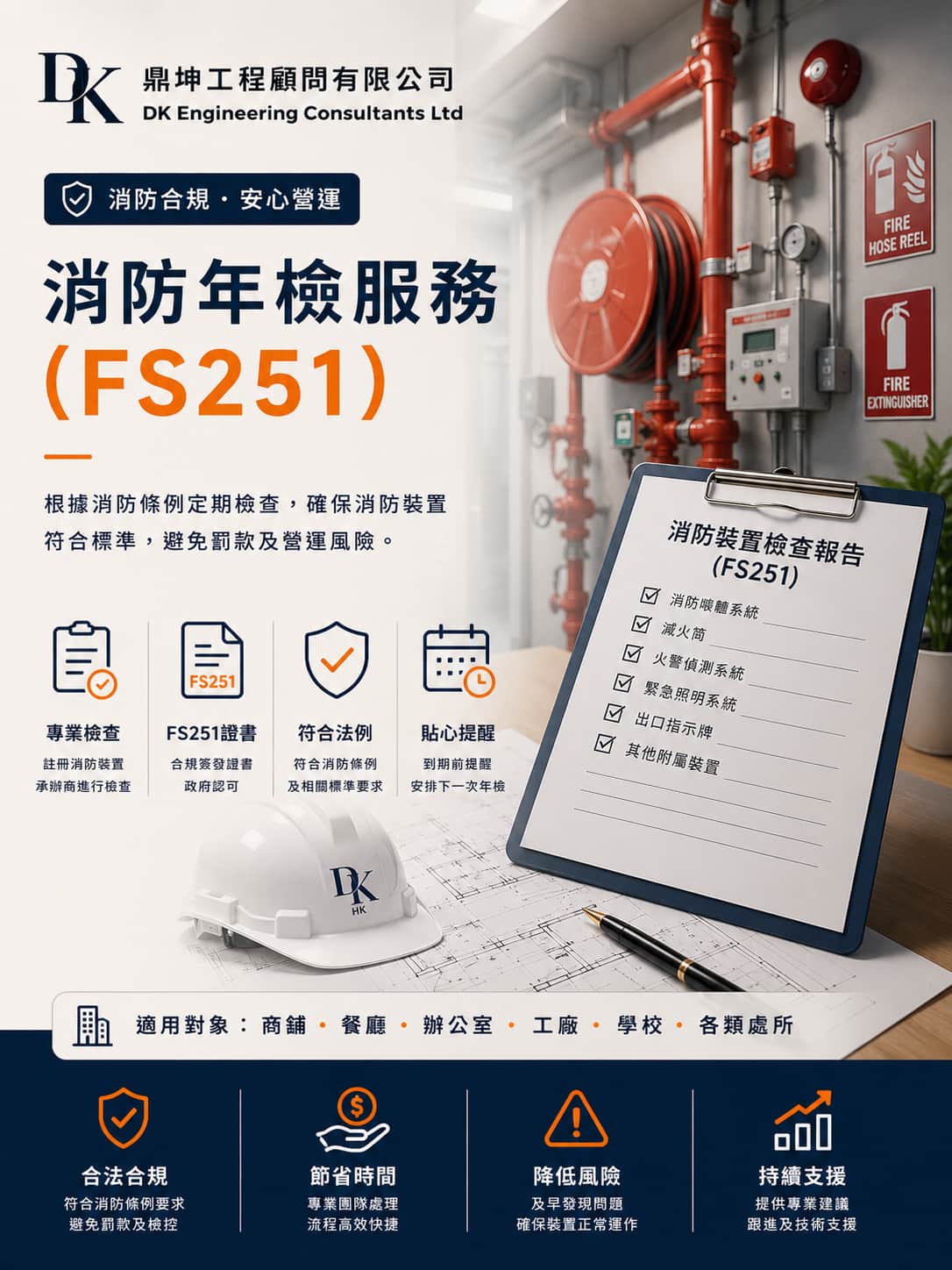 消防年檢（FS251）｜FS251證書、消防裝置檢查及年度消防檢驗｜鼎坤工程顧問 – DK Engineering Consultants Ltd